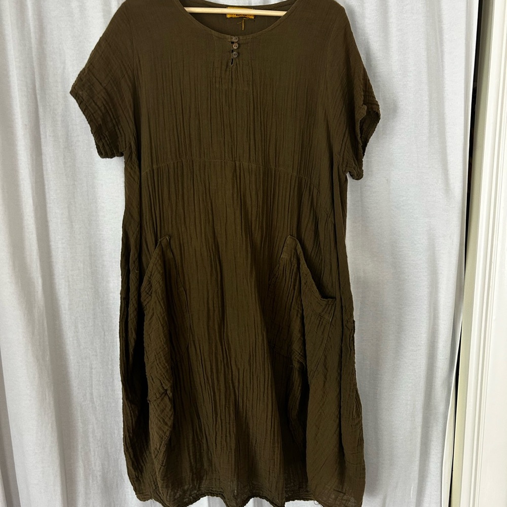 Casual Olive Green Women's Dress